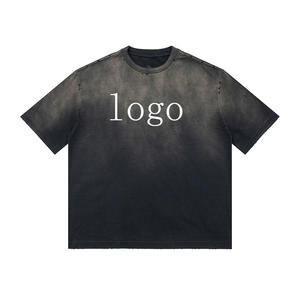 Men's Gray Short Sleeve T-Shirt With White Logo Print Regular Fit Cotton Jersey Casual O-Neck Top - Product Image 3