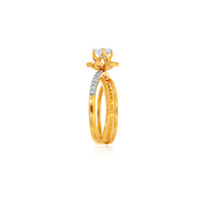 Adorable Lotus Solitaire <b>Ring</b> Premium Yellow Gold Floral Solitaire Diamond <b>Ring</b> Round Brilliant Cut <b>Split</b> Shank Wedding <b>Ring</b> - Product Image 4