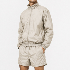 Ensemble de survêtement léger en nylon pour homme, veste coupe-vent zippée et short, tenue d'été de haute qualité - Product Image 1