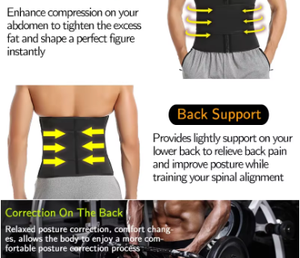 Faja Reductora de Cintura para Hombre, Moldeador Corporal de Neopreno para Pérdida de Peso, Cinturón de Sudoración para Abdomen con Correas Ajustables y Cierre de Gancho y Bucle - Product Image 3