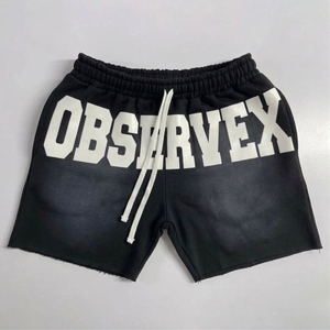 Pantalones Cortos de Felpa Francesa para Hombre, Personalizados al por Mayor, con Bajo sin Rematar y Lavado Ácido, Ideales para Verano - Product Image 3