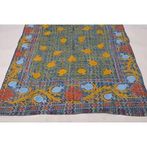 Handmade Embroidered Boho Kantha Suzani <b>Quilt</b> Vintage Cotton Floral Washable Bedspread Indian <b>Throw</b> Blanket Bedding Decor - Product Image 5