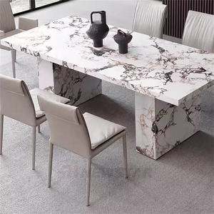 Table à manger en marbre très demandée, personnalisable, en pierre naturelle, de forme rectangulaire, pour la maison, la villa et l'hôtel - Product Image 3