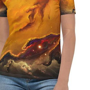 Camiseta de Manga Corta con Cuello Redondo y Estampado de Galaxia para Mujer, Corte Regular, Estilo Casual, Impresión por Sublimación, 100% Jersey de Poliéster - Product Image 5
