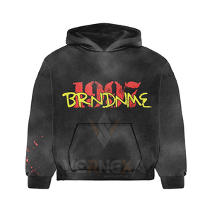 Custom Hot Selling Flared <b>Tracksuit</b> 400 Gsm Cotton Screen Printed Sweatpants Hoodie Distressed Embroidery Oversized Baggy Set - Product Image 2