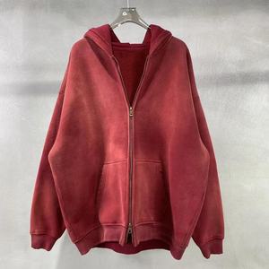 Sweat à capuche surdimensionné de qualité supérieure SunFade 480 GSM, fermeture éclair, aspect vintage lavé, streetwear luxueux, coton épais en tissu éponge - Product Image 6