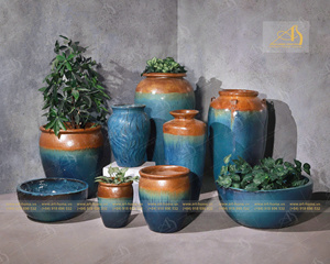 Cream-Red Ombre Glazed Modern <b>Ceramic</b> <b>Pot</b> GL412-JA Eco-Friendly Durable for Home Planting Garden Decoration Miniature Landscapes - Product Image 4