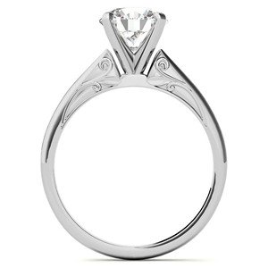 Anillo de compromiso de moissanita de corte redondo de 1.3 quilates, anillo solitario vintage de oro blanco macizo de 14K, anillo de boda para mujer - Product Image 6