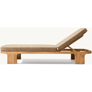 Chaise longue de luxe moderne en teck massif pour extérieur, inclinable manuellement, avec coussin en tissu imperméable, mobilier de piscine pour hôtel et complexe hôtelier - Product Image 5