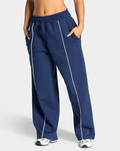 Conjunto Deportivo 2 en 1 para Mujer, Color Azul Marino, con Capucha, Manga Larga, Corte Holgado, Pantalones Casuales para Correr, Bolsillos Laterales, Color Sólido - Product Image 3