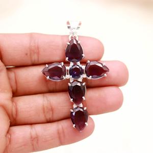 Amethyst Cross Pendant Sterling Silver, February Birthstone <b>Necklace</b>, Purple Gemstone Jewelry, Gift for Her - Product Image 3
