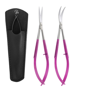 Ciseaux de précision roses de luxe pour sourcils, en acier inoxydable de haute qualité, avec emballage et logo personnalisés - Product Image 1