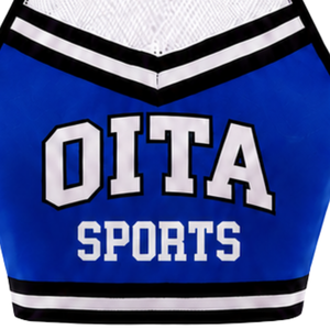 Haut court de cheerleading sans manches bleu, blanc et noir pour femmes et filles – Idéal pour l'entraînement sportif et les uniformes d'équipe - Product Image 5