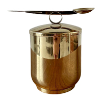 Seau à glace en métal avec cuillère, style vintage, parfait pour une mise en place élégante d'un chariot de bar, vaisselle de luxe pour les fêtes