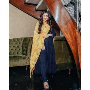 Ensemble de costume à volants en coton et fibre de bambou rayonne bleu corail pour femme, taille XS - Product Image 2