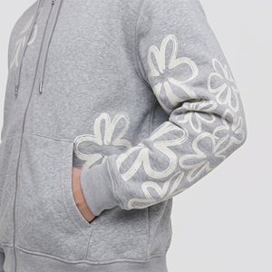 <b>Men</b>’s <b>Grey</b> Floral Print Tracksuit Set with Zip Up <b>Hoodie</b> and Relaxed Fit Joggers for <b>men</b> - Product Image 4