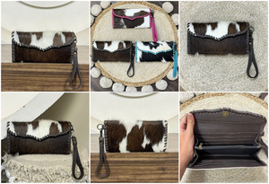 Pochette élégante en cuir de vachette véritable pour femme avec fermeture à bouton-pression, porte-passeport RFID et portefeuille long - Product Image 3