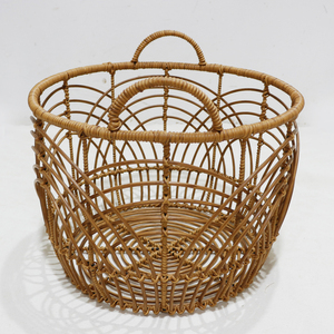 Wholesale Set 3 <b>Foldable</b> Eco-Friendly Modern Plastic Rustic Circular Storage <b>Baskets</b> with Handmade Handles for Laundry Storage - Product Image 4