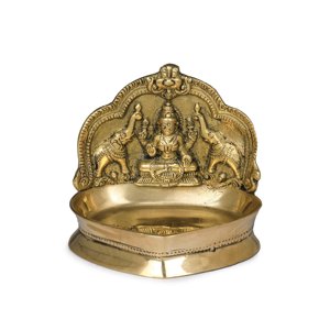 โคมไฟ gajalakshmi ขนาดเล็ก3นิ้วทำด้วยมือทำจากทองเหลืองสำหรับตกแต่งบ้านผลิตในอินเดียสำหรับให้เป็นของขวัญ - Product Image 1