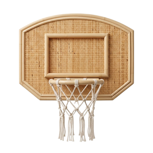 Trendy Rattan Basketball Backboard Kids <b>Room</b> Wall Hanging Handmade Wicker Sport Toy for Nursery and Playroom Decor Piece - Product Image 2