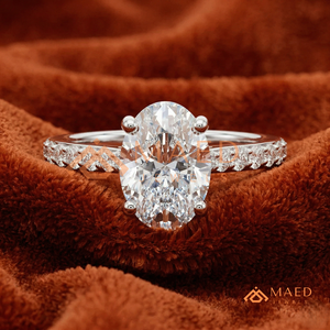 Oval Cut Diamond Engagement <b>Ring</b> with Pavé Setting Classic <b>Solitaire</b> Style – 925 Sterling <b>Silver</b> Wedding Bridal Jewelry <b>Ring</b> - Product Image 1