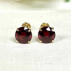 Natural Garnet <b>Stud</b> <b>Earrings</b> 925 Sterling <b>Silver</b> 14K Gold Plated January Birthstone Classic Simple Jewelry Gift - Product Image 1