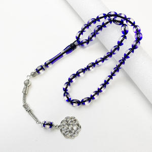 Rosario Tasbih de Resina Azul con Cuentas, Llavero Religioso Hecho a Mano, Forma Redonda, Artesanía de Fundición, Decoración para el Hogar, Exportaciones de Emporio de Artesanías - Product Image 4