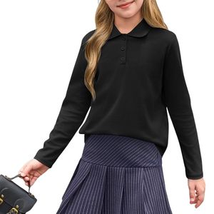 Camisetas Polo de Manga Larga para Niños, Personalizadas para Niñas, Cuello Clásico, Ropa Escolar Elegante, Camisetas Polo Casuales Modernas - Product Image 3
