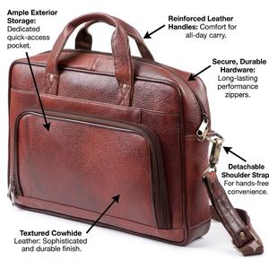 Sac pour ordinateur portable Wriza 100% cuir véritable de luxe 15,6 pouces, étui rigide vintage, mallette d'affaires, sac à main personnalisé avec logo pour hommes, vente en gros - Product Image 3