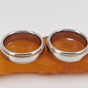 Anello in Carburo di Tungsteno Argento Lucido con Doppie Scanalature Dorate, Fede Nuziale a Cupola Piena da 8mm per Uomo, Gioielli Classici all'Ingrosso - Product Image 3