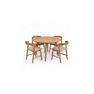 ARTERRA Premium <b>Round</b> Wooden <b>Dining</b> Room <b>Set</b> <b>Table</b> and <b>4</b> Chairs Modern <b>Dining</b> Furniture <b>for</b> Home Restaurant - Product Image 1