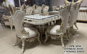 Ensemble de meubles de salle à manger de style Empire romain Ensemble de table à manger aspect royal noir or poli Royal Villas - Product Image 6