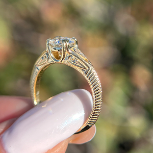 0.80 Carat Lab-Grown Round Cut Diamond <b>Ring</b> Classic 14K Yellow Gold Rhodium Plated Engagement & Wedding Jewelry - Product Image 5