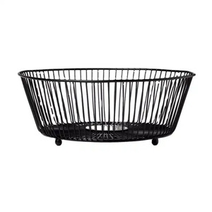 Cesta de Frutas Moderna de Metal Negro Ovalado, Cesta de Malla de Hierro Resistente para Servir Pan, Organizador de Almacenamiento para Encimera de Cocina, Decoración del Hogar - Product Image 1