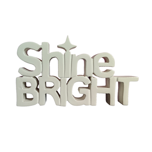 Shine Bright Motivational Showpiece <b>Home</b> Decor Items <b>Home</b> Decoration White Painted <b>Sign</b> and Plaques Showpiece <b>for</b> Study Table - Product Image 4