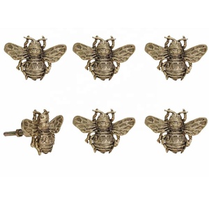 High Quality Matte Gold Modern Bee Shape Cabinet Knobs <b>Set</b> 6 for Kitchen Bedroom Furniture Handles - Product Image 1