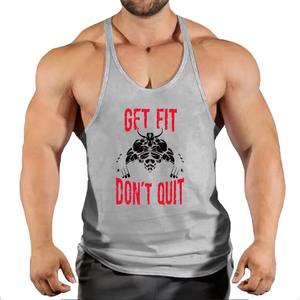 เสื้อกล้ามสีเหลืองสำหรับผู้ชาย Get Fit Don't Quit พิมพ์ลายคอวี เสื้อกล้ามทรงสปอร์ต ระบายอากาศได้ดี ผลิตจากโพลีเอสเตอร์ - Product Image 6