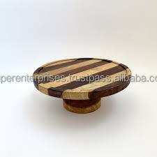 Wholesale Acacia Wood <b>Cake</b> <b>Stand</b> Rotating Rustic Cupcake <b>Stand</b>, Wooden Revolving <b>Spinner</b> <b>Cake</b> Decorating Tray Acacia Round <b>Stand</b> - Product Image 5