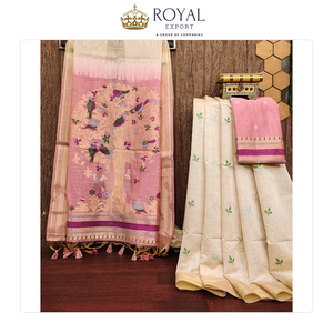 Oferta Increíble en la Ropa India Más Vendida: Saree de Algodón Muga Suave de Primera Calidad con Color Clásico y Bordado Completo en Resham - Product Image 2