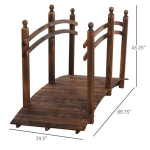 Puente de Jardín de Madera de Abeto Carbonizado de 7.5 Pies con Barandillas Laterales para Patios, Jardines y Arroyos - Ideal para Paisajismo y Terrazas - Product Image 3