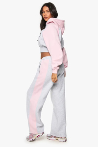 Pantalon de jogging droit en molleton doux pour femme, avec empiècements latéraux contrastants, nouveau design unique, prix de gros, collection hiver - Product Image 3
