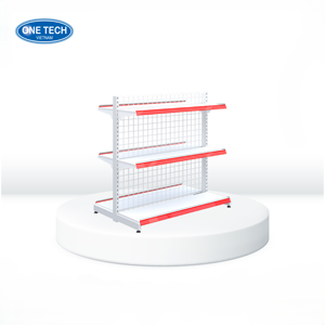 Étagère Gondole Double Face à 3 Niveaux en Treillis Métallique One Tech Wholesale, Revêtement Poudré Anti-Rouille, Antidérapante, Polyvalente pour Supermarché et Commerce de Détail - Product Image 1