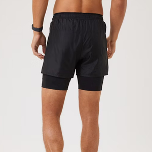 Pantalones Cortos Deportivos de Secado Rápido para Hombre, Color Sólido, Cintura Media Elástica, Cortos, 100% Poliéster Tejido - Product Image 2