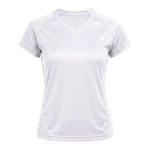 T-shirt blanc à manches courtes et col en V pour femme, basique, décontracté, coupe ajustée, uni, léger, haut de tous les jours, vêtements de mode féminine, été - Product Image 1