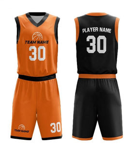 Ensemble d'uniformes de basket-ball personnalisés, rouge et noir, col en V, 100% polyester, séchage rapide, vêtements de sport pour hommes, numéro 30, nom de l'équipe, nom du joueur - Product Image 3
