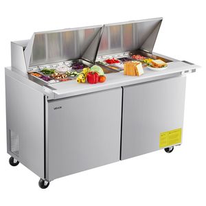 60\" Commercial Kitchen Refrigerator 15.4 Cu. Ft Sandwich Prep Refrigerated <b>Table</b> Mega Top 24-Pan Cutting for Food Prep <b>Fridge</b> - Product Image 1