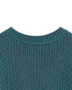 Teal <b>Womens</b> Oversized Knitted Crop Top Loose Fit Short Sleeve Summer Breathable Lightweight Casual Fashion Pullover Sweater - Product Image 6