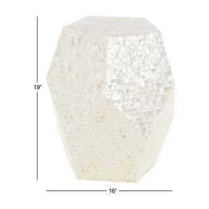 Elegant Natural Shell Inlay <b>Stools</b> Mother of Pearl Handcrafted Mosaic Coffee Table Luxury Home Furnishing Product Facet - Product Image 3