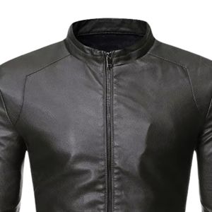 Custom <b>Mens</b> Leather Biker <b>Jacket</b> Motorcycle Coat PU Leather <b>Slim</b> <b>Fit</b> Zipper Outerwear Streetwear Fashion <b>Jacket</b> Wholesale OEM - Product Image 4