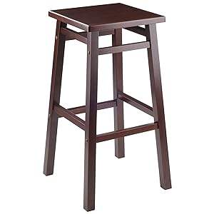 Tabouret de bar en teck massif avec assise couleur brun foncé, idéal pour salon, sous-sol, atelier - Product Image 6